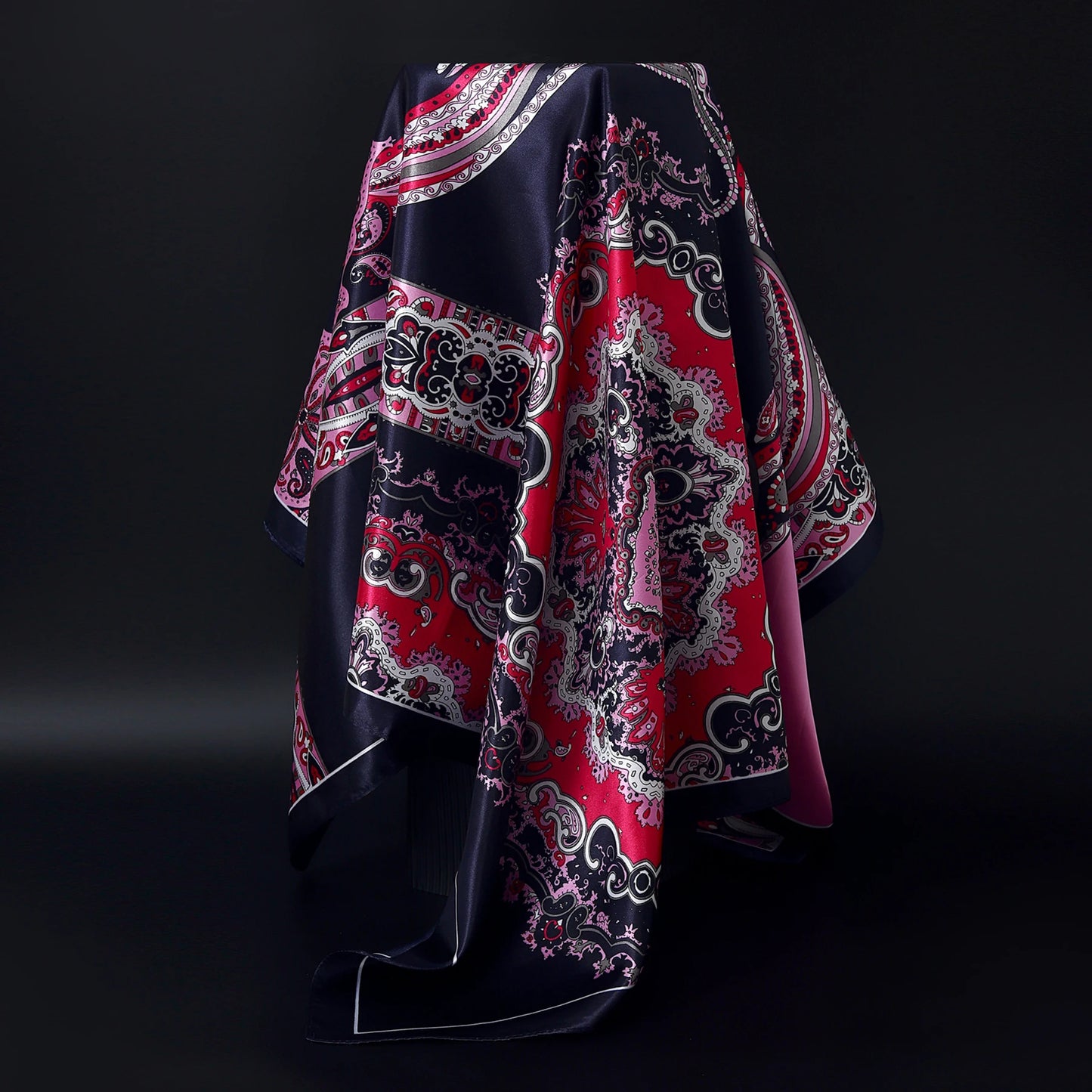 Fashion Square Silk Scarf Women Headband 90*90cm Print Neck Scarfs Office Hair Band Hand Kerchief Female Bandana Headwear