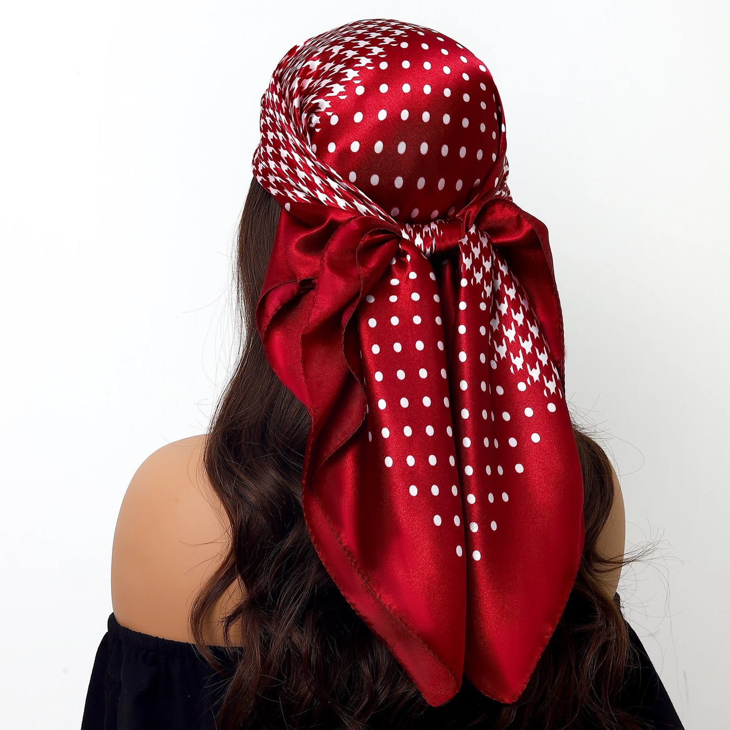 Fashion Square Silk Scarf Women Headband 90*90cm Print Neck Scarfs Office Hair Band Hand Kerchief Female Bandana Headwear