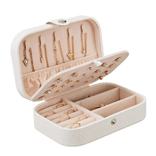 Portable Jewelry Box Jewelry Organizer Display Travel Jewelry Case Boxes Button Leather Storage Zipper Jewelers