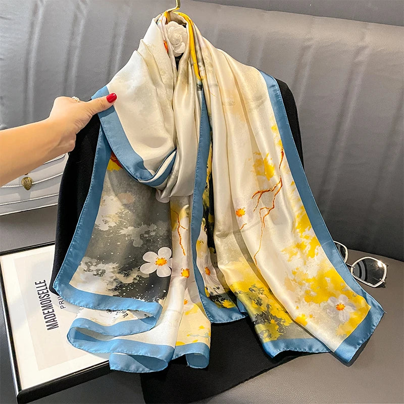 Elegant Silk Scarf for Women – Floral Hijab & Head Wrap