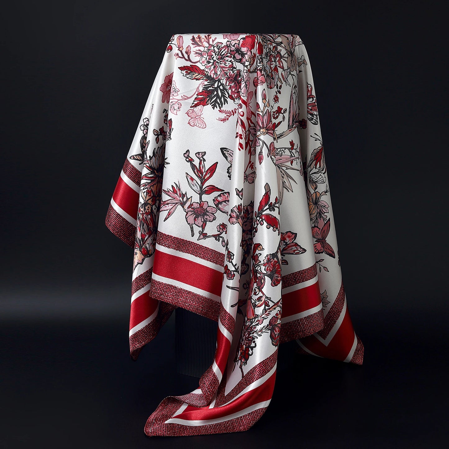 Fashion Square Silk Scarf Women Headband 90*90cm Print Neck Scarfs Office Hair Band Hand Kerchief Female Bandana Headwear