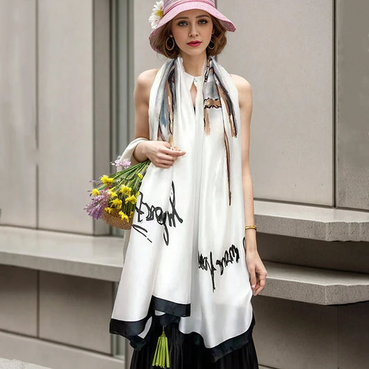 Elegant Silk Scarf for Women – Floral Hijab & Head Wrap