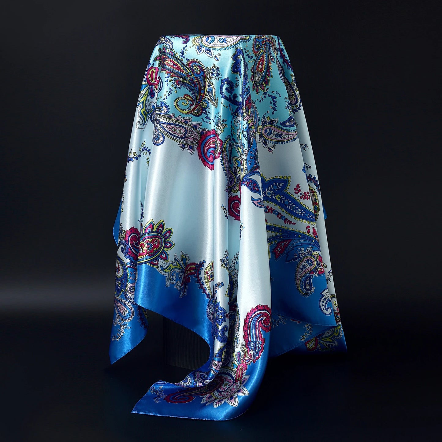 Fashion Square Silk Scarf Women Headband 90*90cm Print Neck Scarfs Office Hair Band Hand Kerchief Female Bandana Headwear