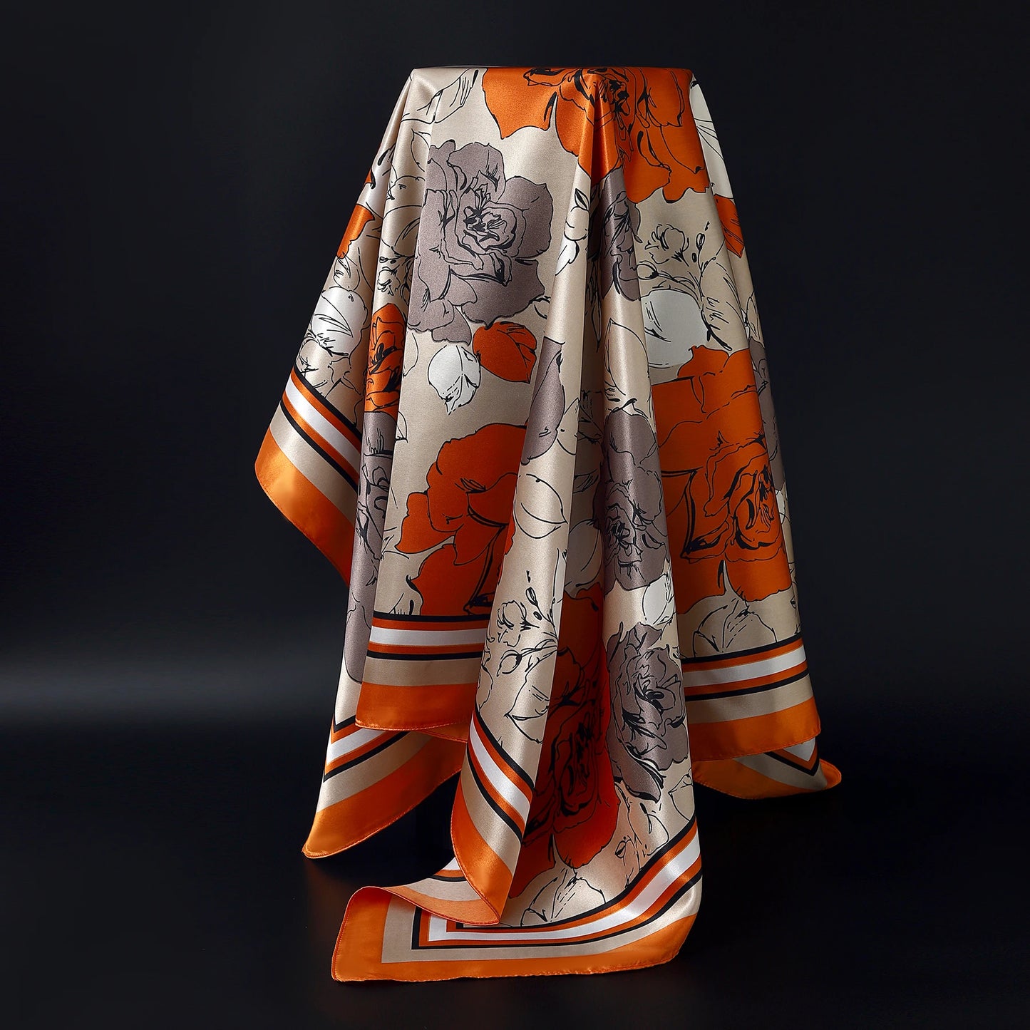 Fashion Square Silk Scarf Women Headband 90*90cm Print Neck Scarfs Office Hair Band Hand Kerchief Female Bandana Headwear