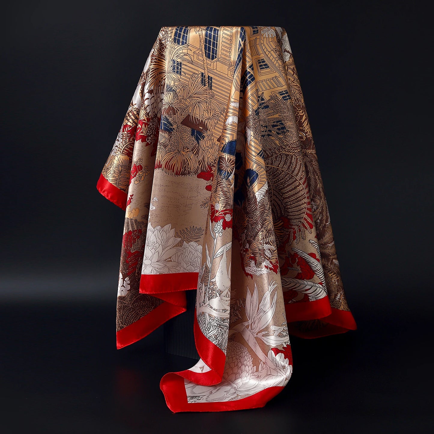 Fashion Square Silk Scarf Women Headband 90*90cm Print Neck Scarfs Office Hair Band Hand Kerchief Female Bandana Headwear