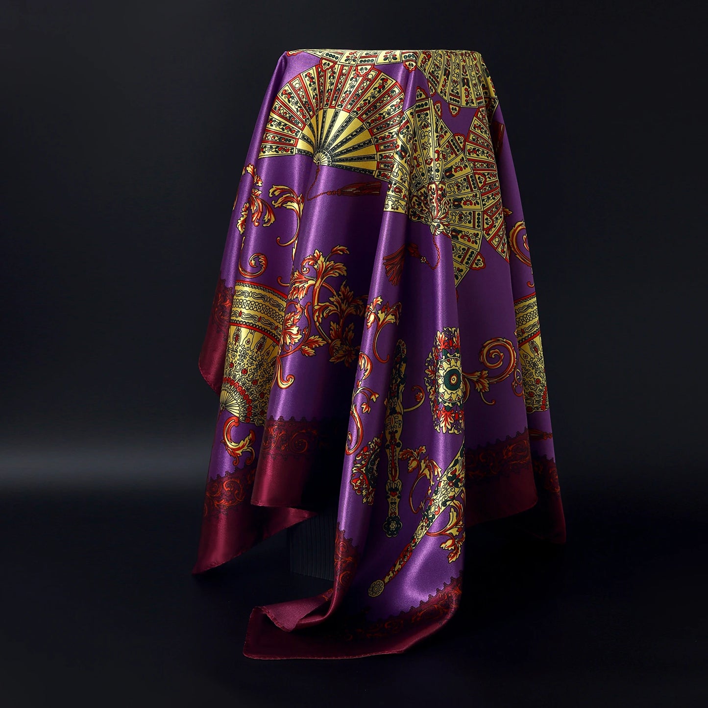 Fashion Square Silk Scarf Women Headband 90*90cm Print Neck Scarfs Office Hair Band Hand Kerchief Female Bandana Headwear