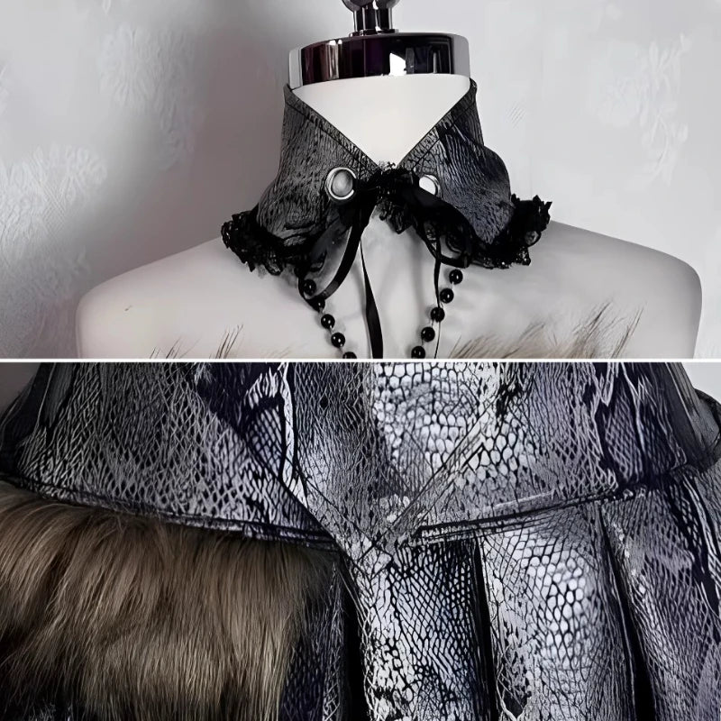 Summer Gothic Retro Fur Trim Corset Design Woman Suit Y2k Slim Lolita Elegant 2 Piece Sets Female Korea Style Sexy Outfits