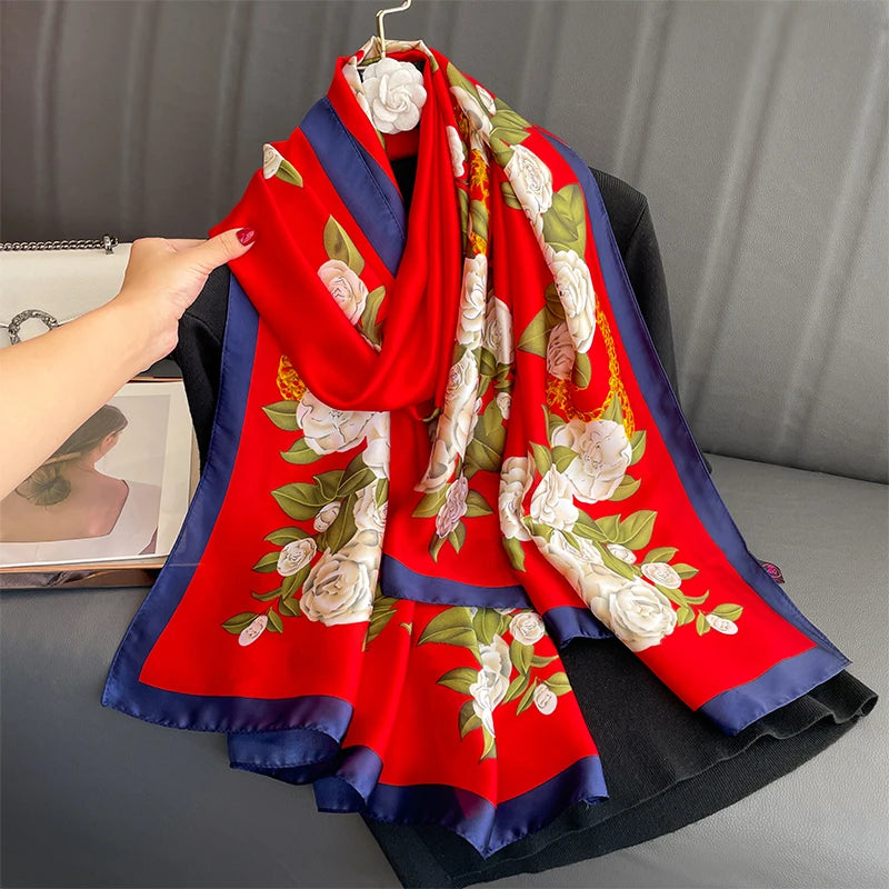 Elegant Silk Scarf for Women – Floral Hijab & Head Wrap