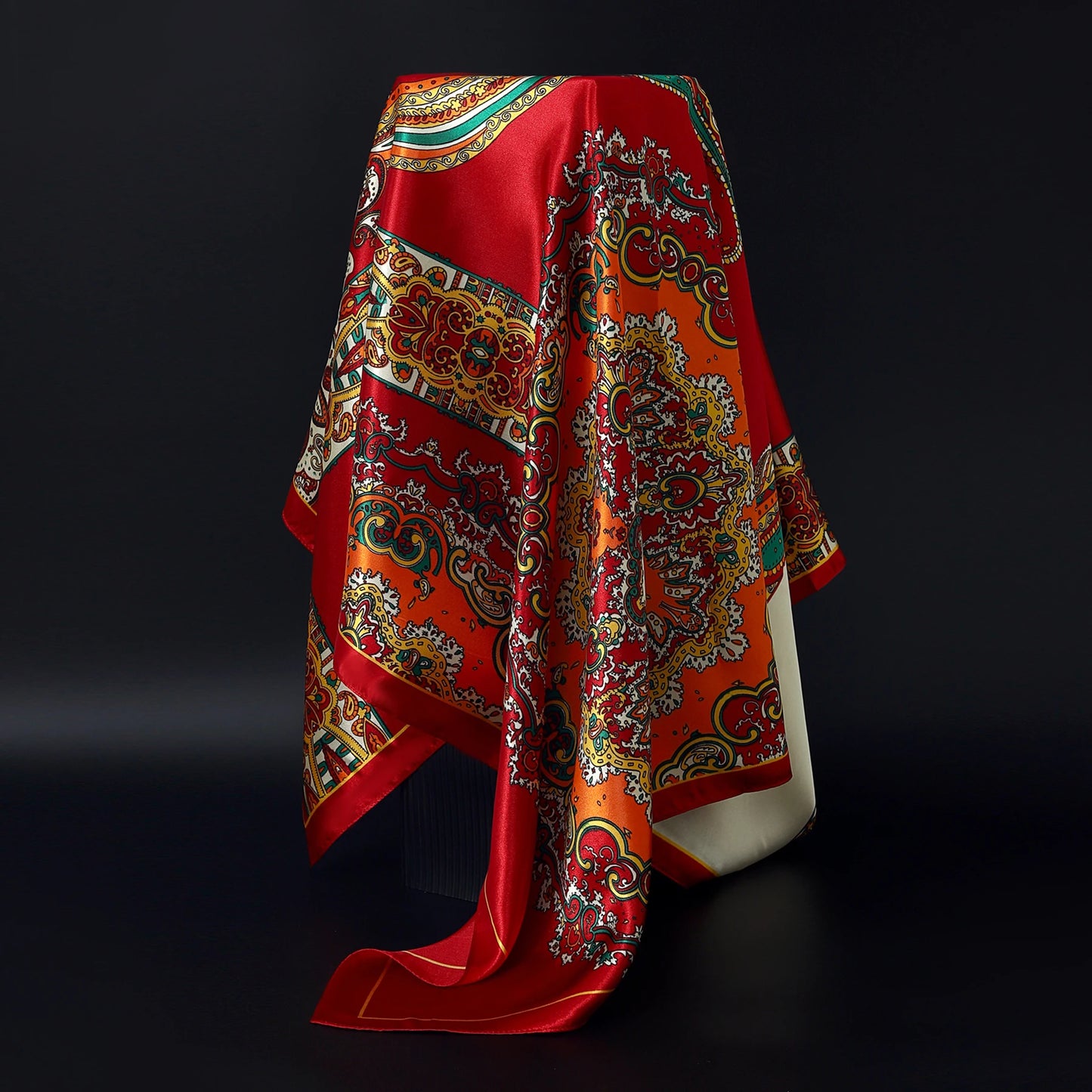 Fashion Square Silk Scarf Women Headband 90*90cm Print Neck Scarfs Office Hair Band Hand Kerchief Female Bandana Headwear