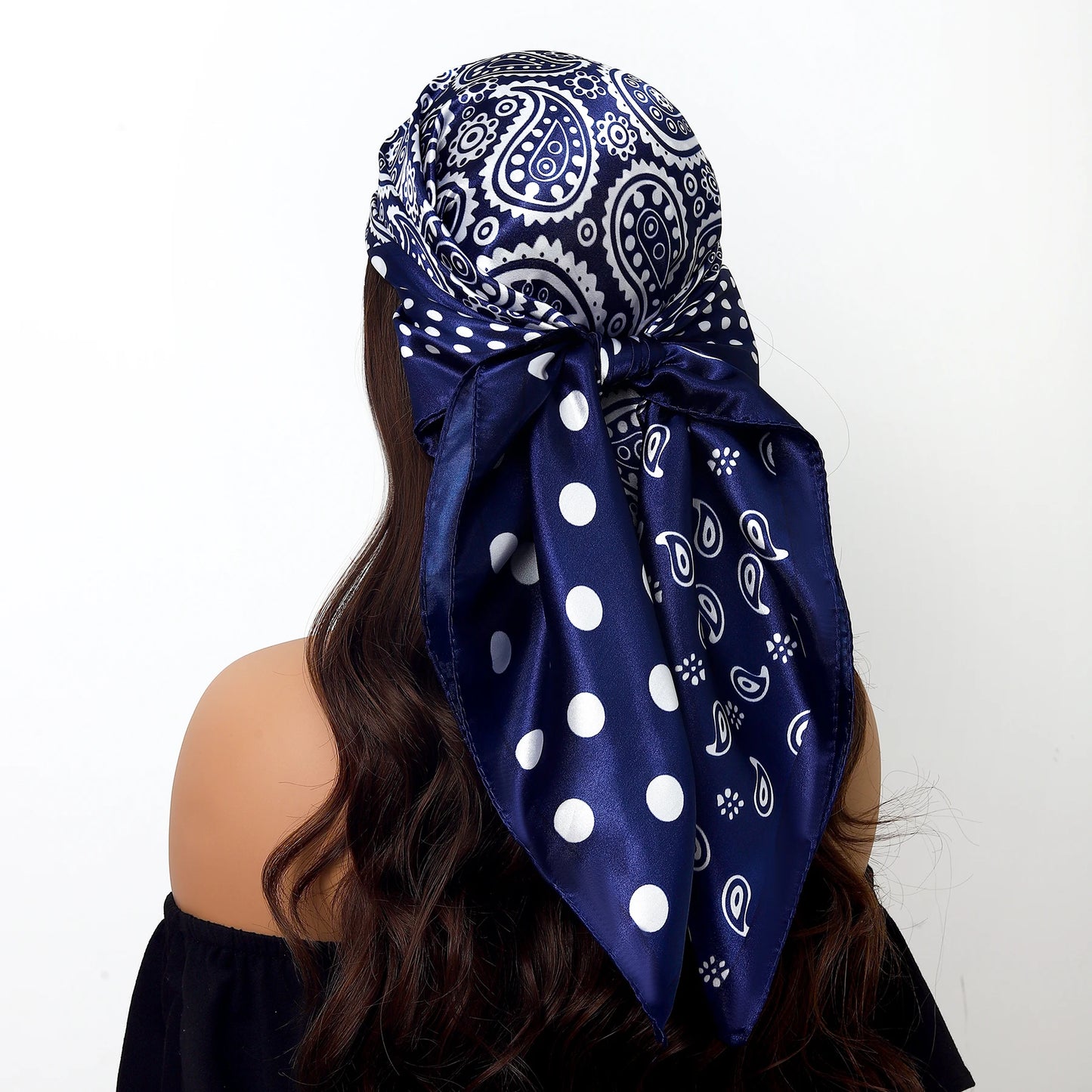Fashion Square Silk Scarf Women Headband 90*90cm Print Neck Scarfs Office Hair Band Hand Kerchief Female Bandana Headwear