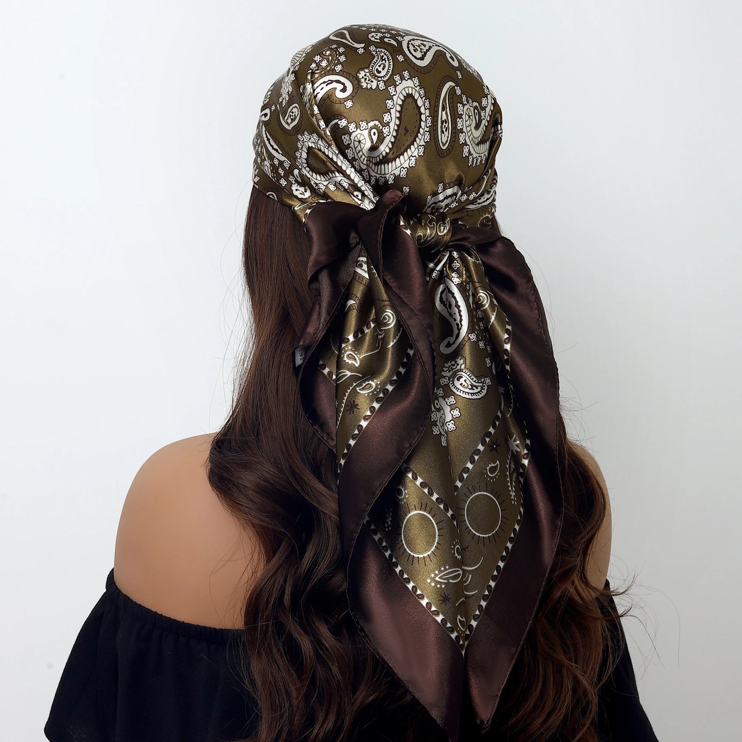 Fashion Square Silk Scarf Women Headband 90*90cm Print Neck Scarfs Office Hair Band Hand Kerchief Female Bandana Headwear