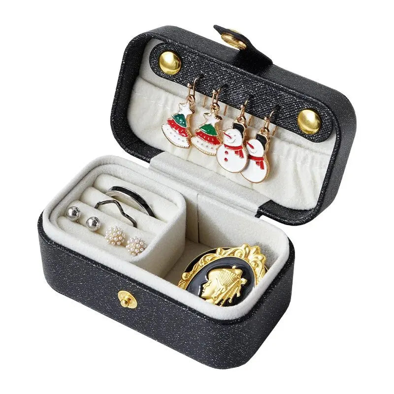 Exquisite Pu Leather Jewelry Box Simple Ring Necklace Earrings Storage