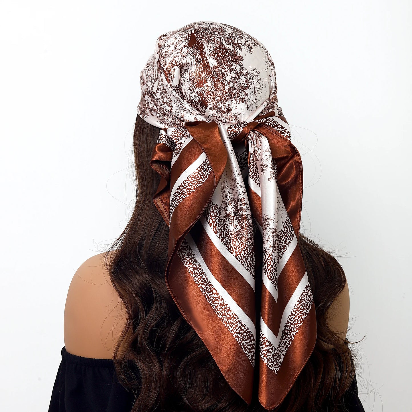 Fashion Square Silk Scarf Women Headband 90*90cm Print Neck Scarfs Office Hair Band Hand Kerchief Female Bandana Headwear