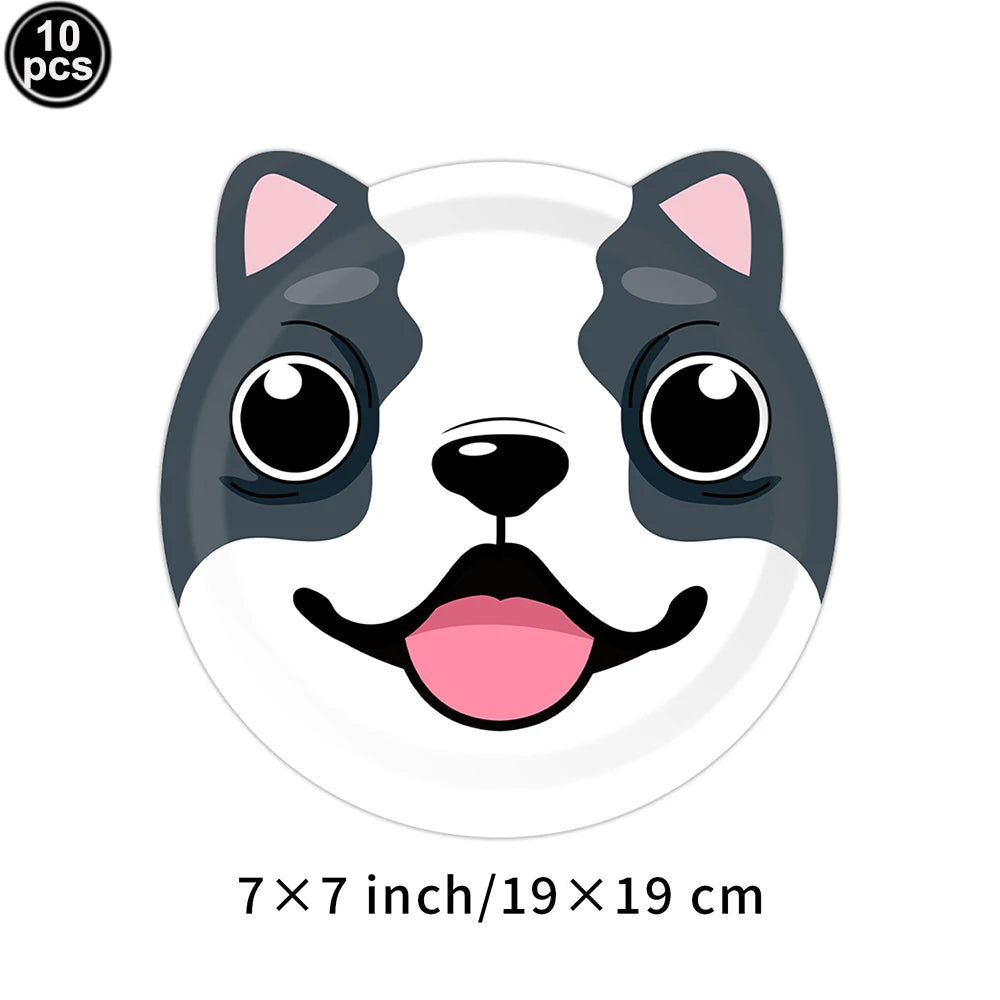 Cartoon Dog Birthday Party Decoration Disposable Dinnerware Cup Plate Napkin Kinves for Dogs Theme Party Supplies Baby Shower