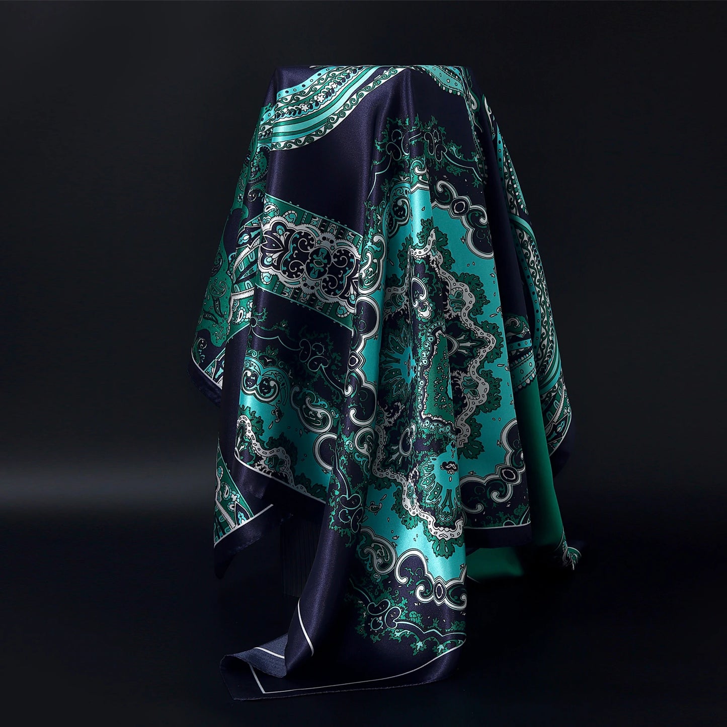 Fashion Square Silk Scarf Women Headband 90*90cm Print Neck Scarfs Office Hair Band Hand Kerchief Female Bandana Headwear