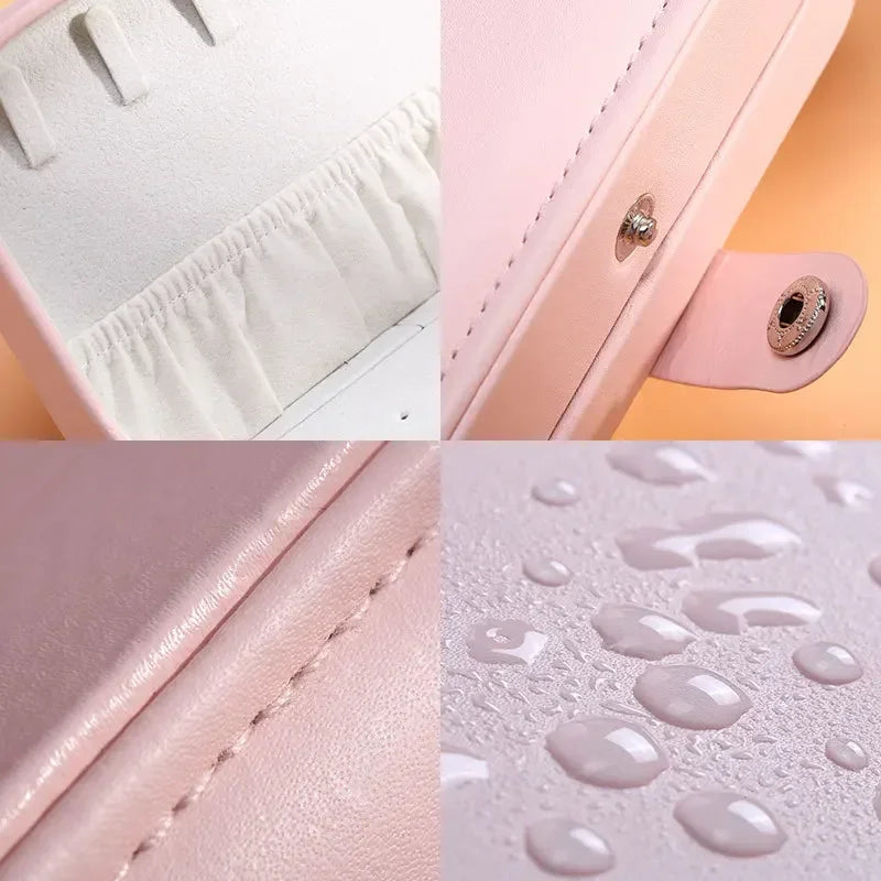 Portable Jewelry Box Jewelry Organizer Display Travel Jewelry Case Boxes Button Leather Storage Zipper Jewelers