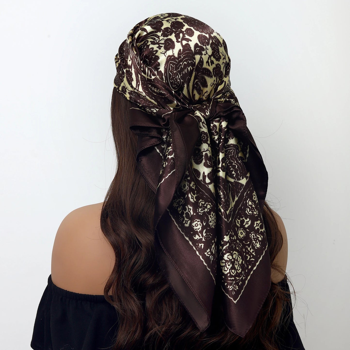 Fashion Square Silk Scarf Women Headband 90*90cm Print Neck Scarfs Office Hair Band Hand Kerchief Female Bandana Headwear