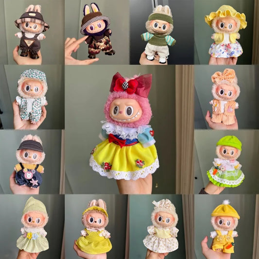 Mini Plush Doll Clothes Outfit Accessories for 17cm Labubu V1 V2 and Multiple Series - The Perfect Attire for Your Doll