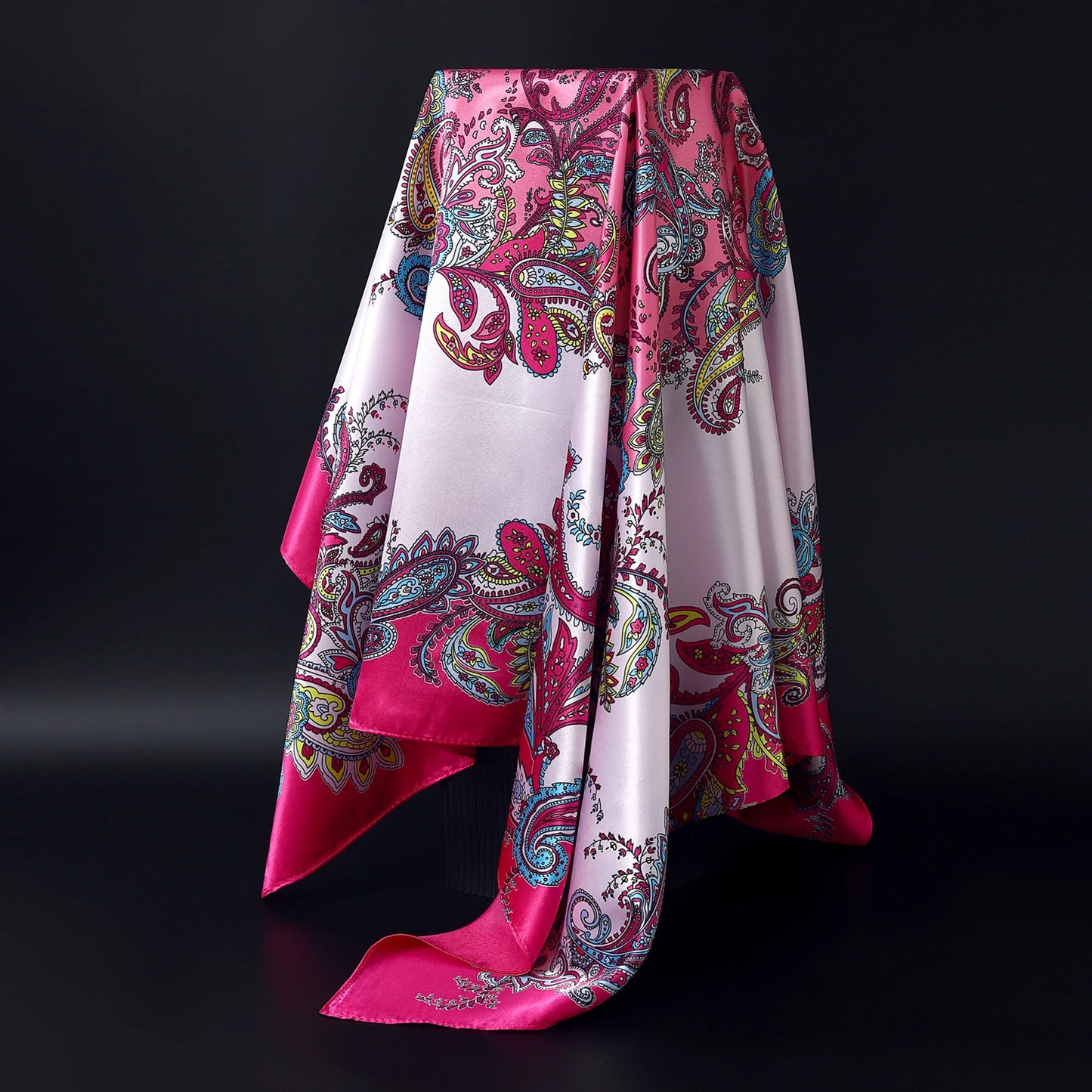 Fashion Square Silk Scarf Women Headband 90*90cm Print Neck Scarfs Office Hair Band Hand Kerchief Female Bandana Headwear