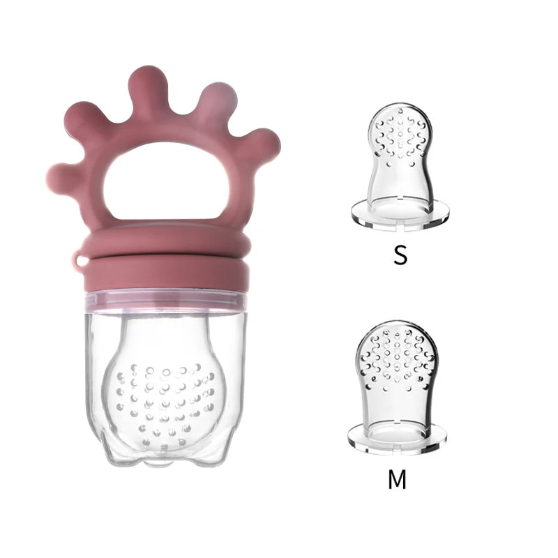Baby Silicone Fruit Feeder with Cover Baby Mesh Bag Nipple Fresh Food Vegetable Supplement Soother Feeding Teething Pacifier Toy
