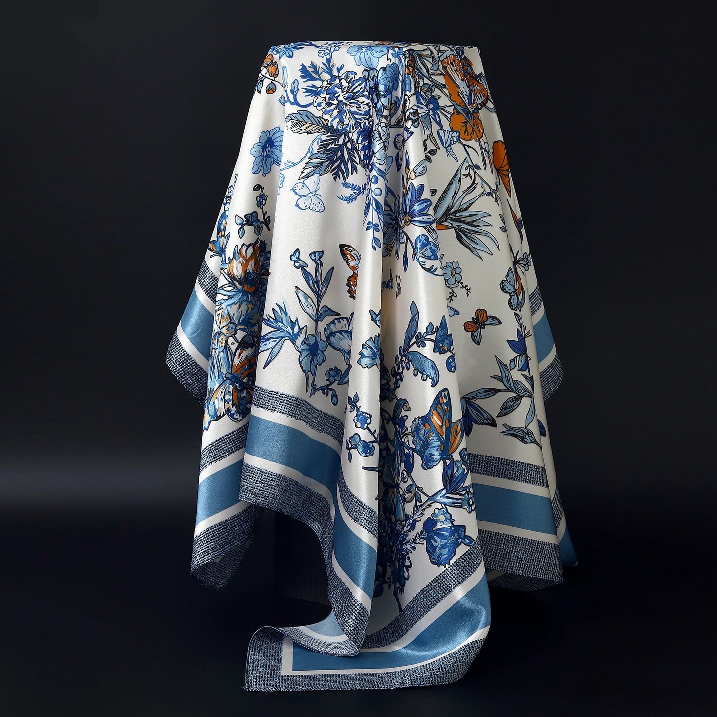 Fashion Square Silk Scarf Women Headband 90*90cm Print Neck Scarfs Office Hair Band Hand Kerchief Female Bandana Headwear