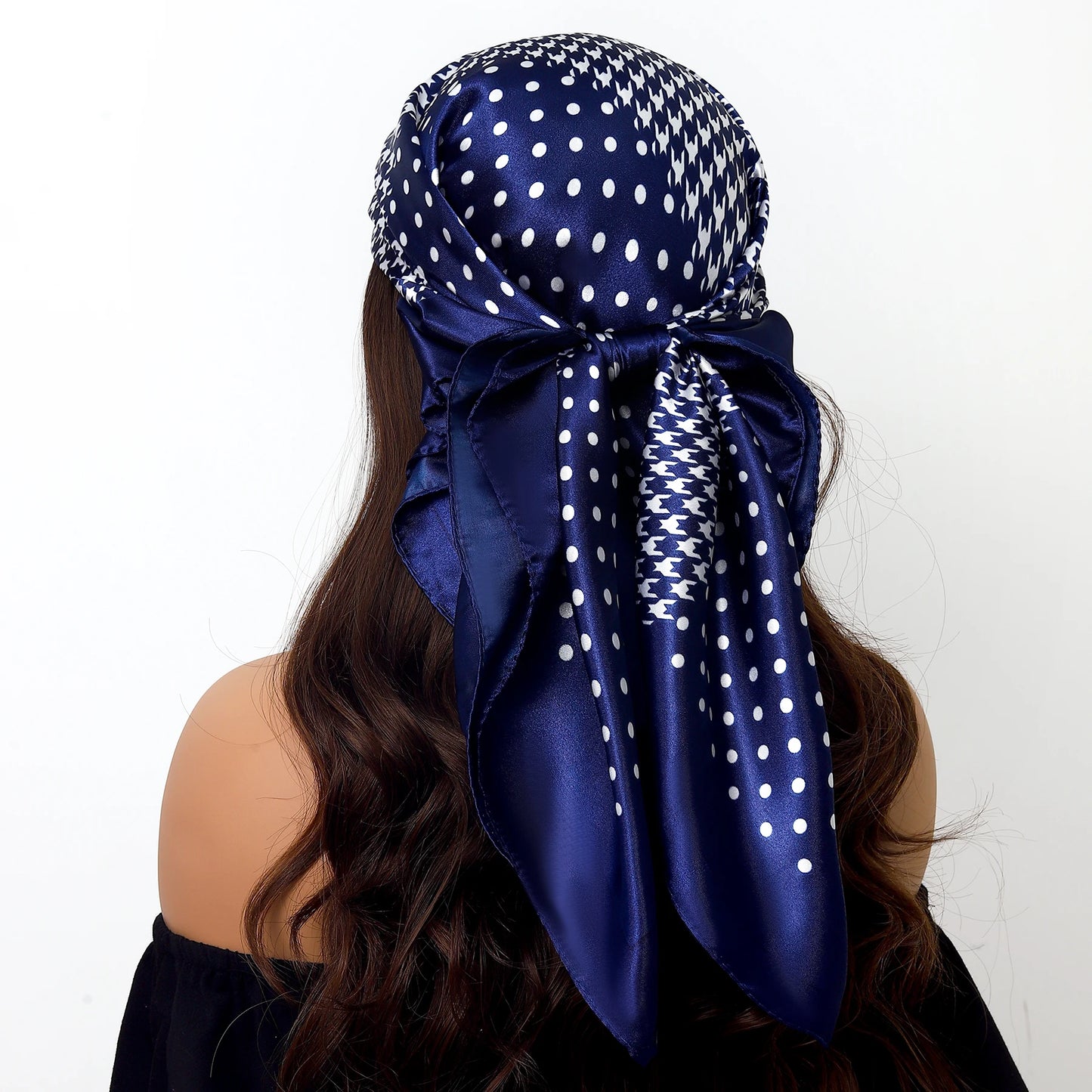 Fashion Square Silk Scarf Women Headband 90*90cm Print Neck Scarfs Office Hair Band Hand Kerchief Female Bandana Headwear