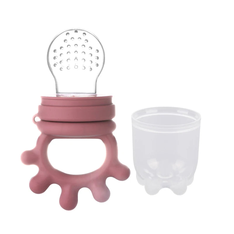 Baby Silicone Fruit Feeder with Cover Baby Mesh Bag Nipple Fresh Food Vegetable Supplement Soother Feeding Teething Pacifier Toy