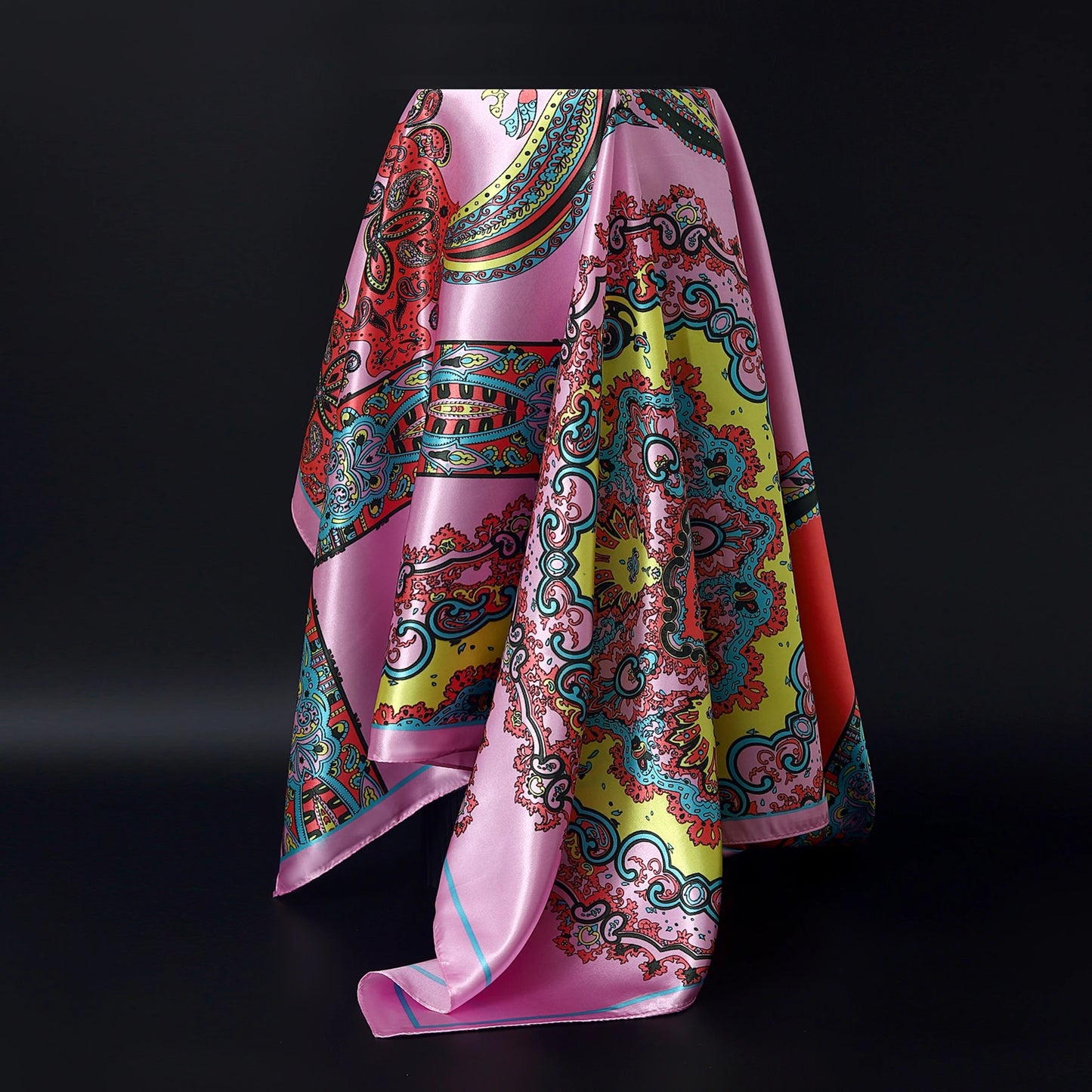 Fashion Square Silk Scarf Women Headband 90*90cm Print Neck Scarfs Office Hair Band Hand Kerchief Female Bandana Headwear