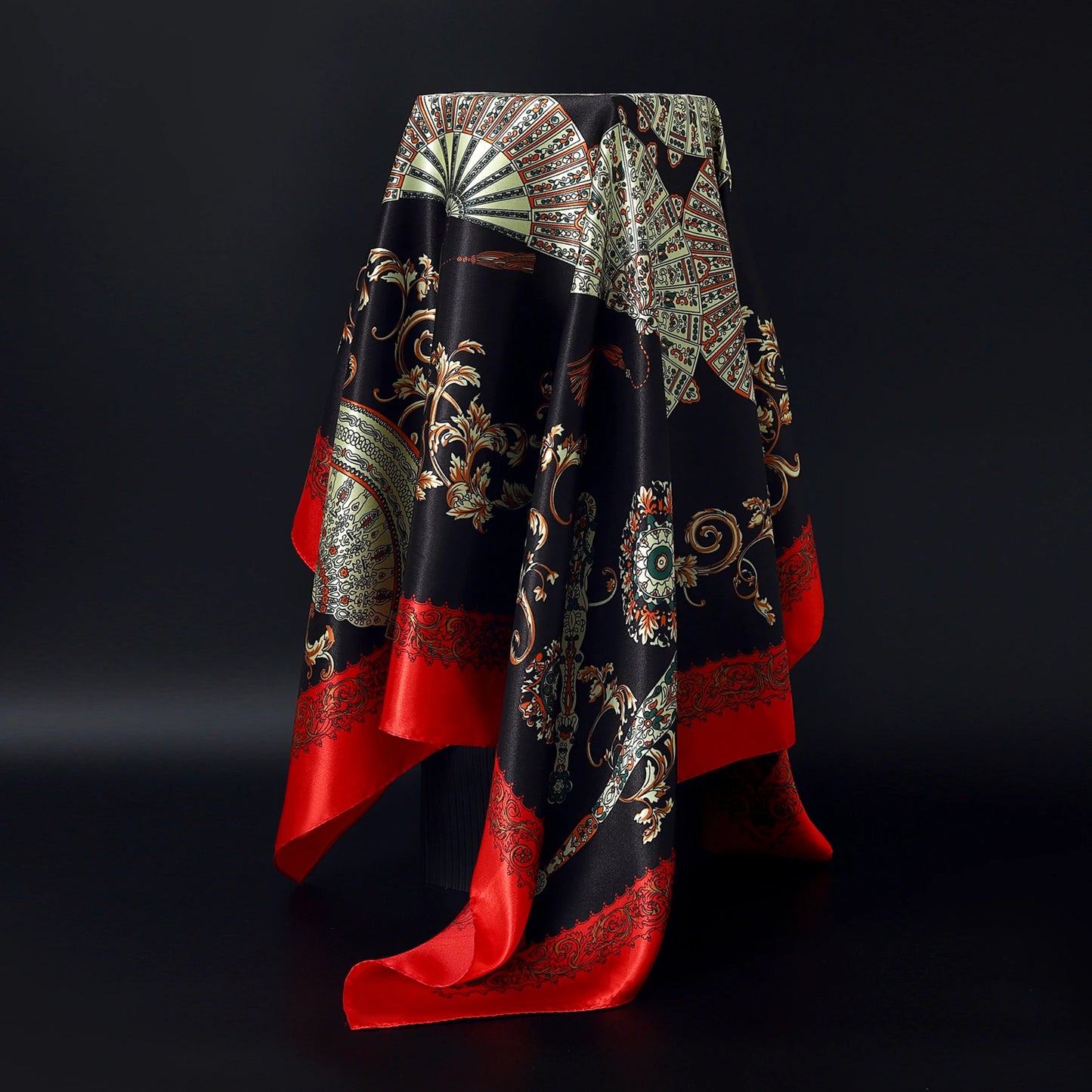 Fashion Square Silk Scarf Women Headband 90*90cm Print Neck Scarfs Office Hair Band Hand Kerchief Female Bandana Headwear