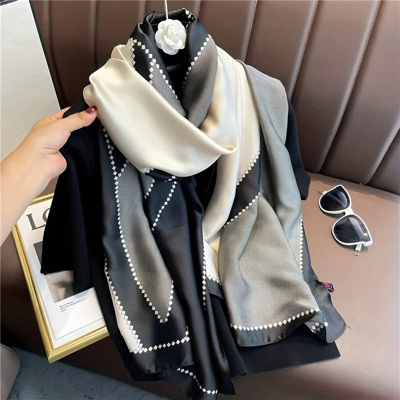 Elegant Silk Scarf for Women – Floral Hijab & Head Wrap