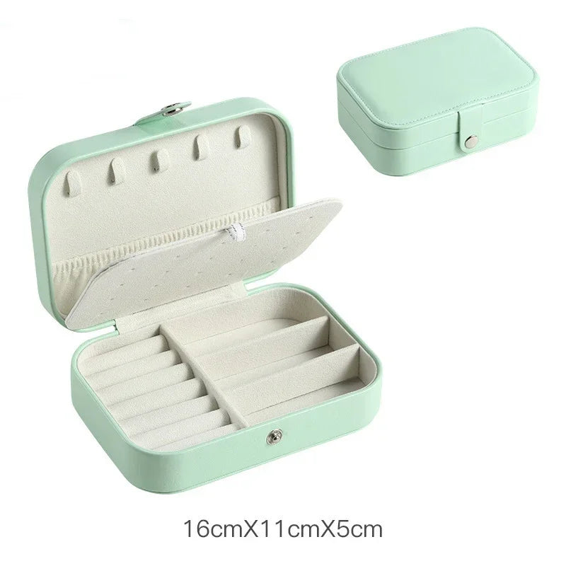Portable Jewelry Box Jewelry Organizer Display Travel Jewelry Case Boxes Button Leather Storage Zipper Jewelers
