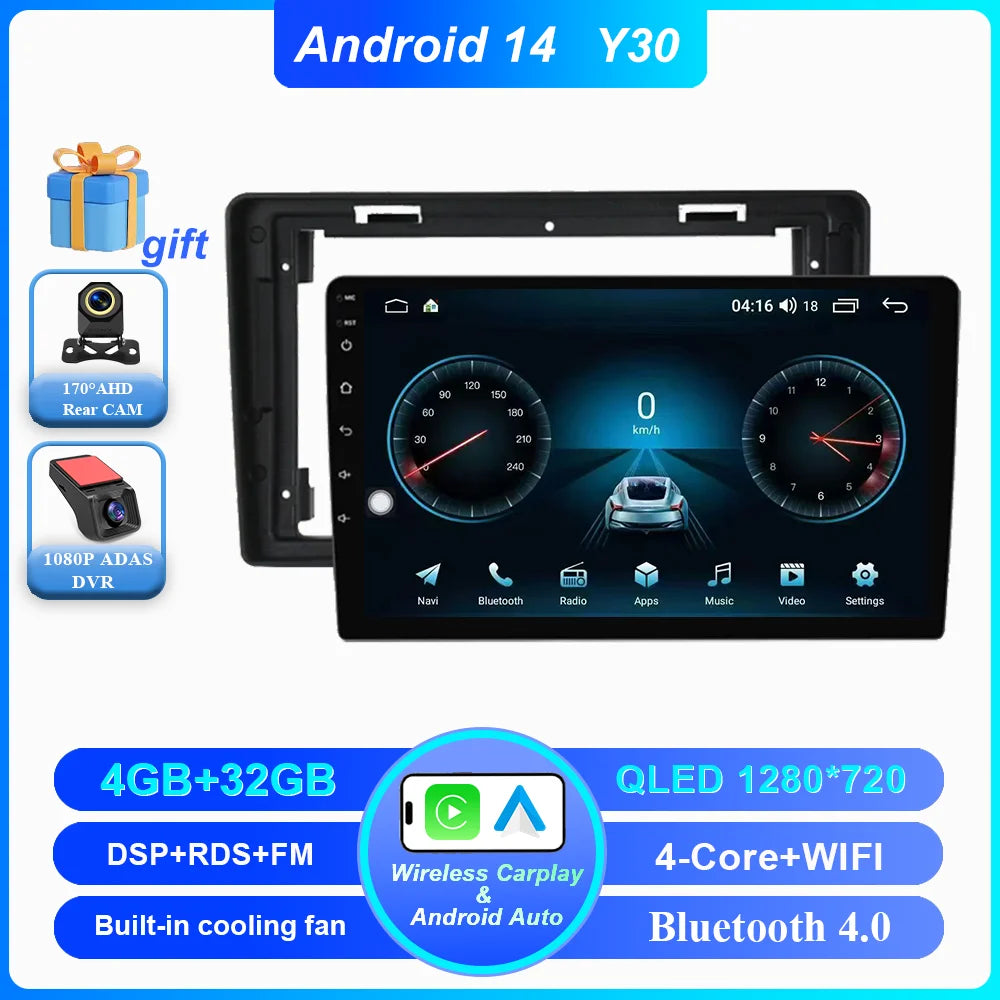 Car DVD Android 14 Radio Stereo For Citroen C2 C3 2001 2002 2003 -2010 Auto Multimedia Player 4G GPS Navigation Bluetooth WIFI