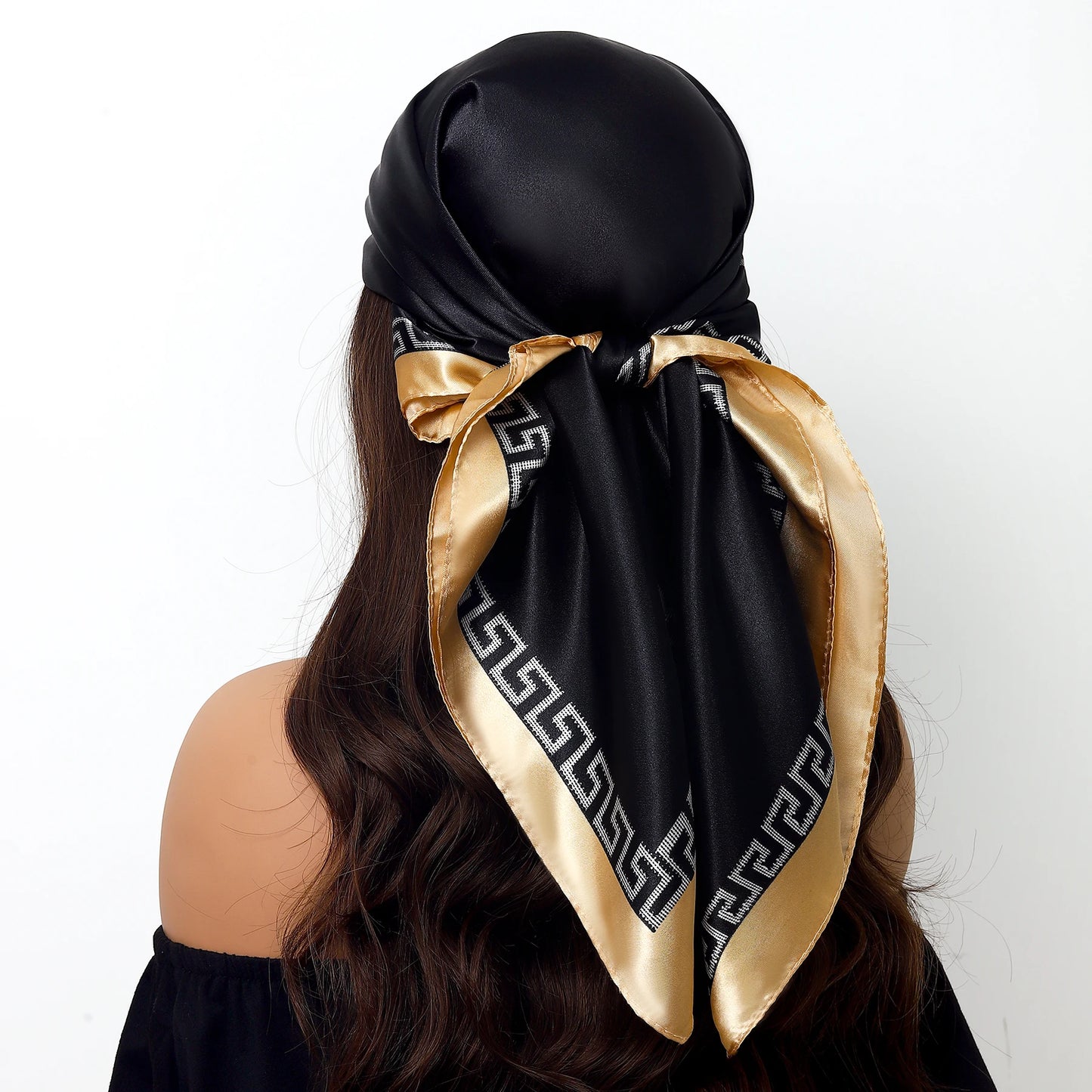 Fashion Square Silk Scarf Women Headband 90*90cm Print Neck Scarfs Office Hair Band Hand Kerchief Female Bandana Headwear