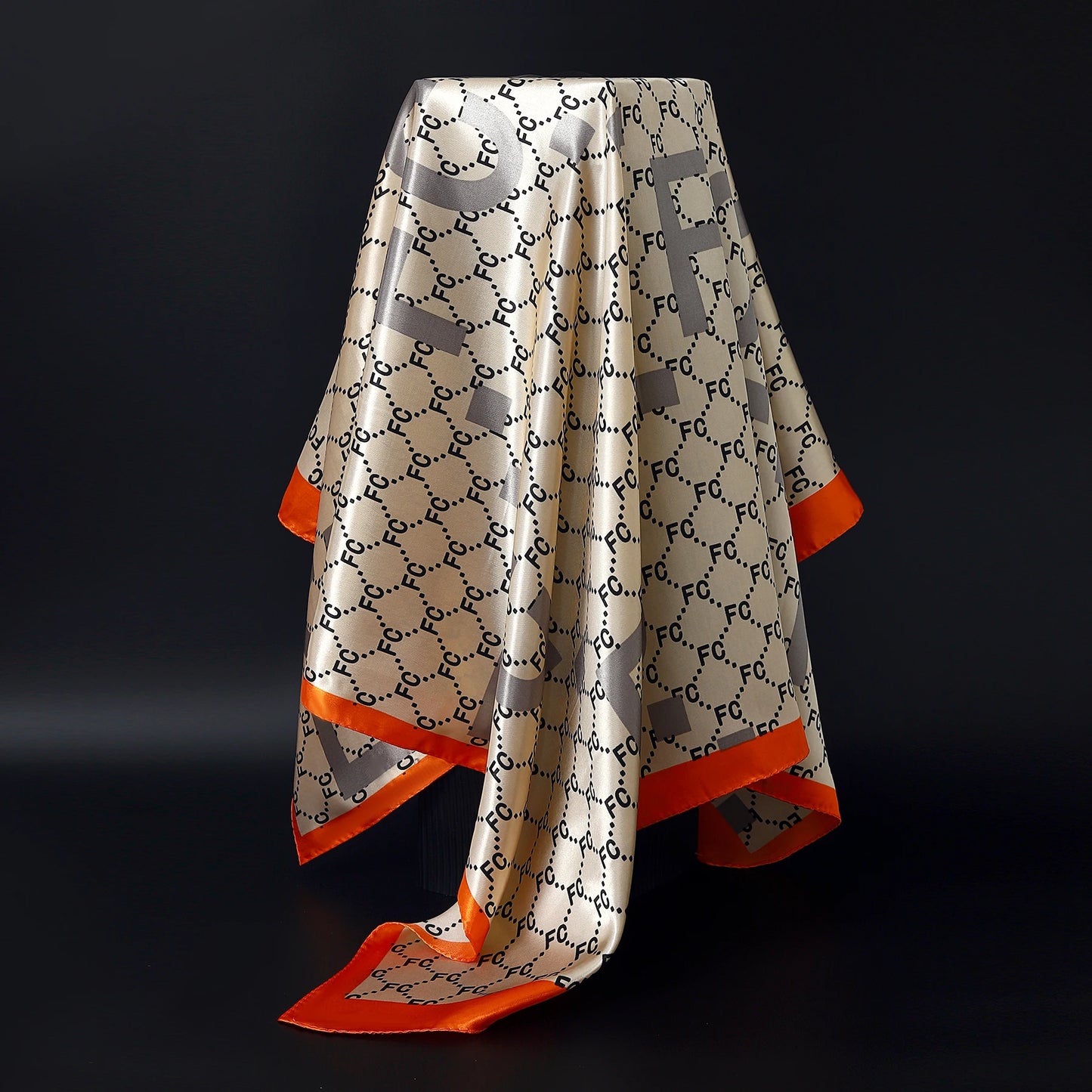 Fashion Square Silk Scarf Women Headband 90*90cm Print Neck Scarfs Office Hair Band Hand Kerchief Female Bandana Headwear