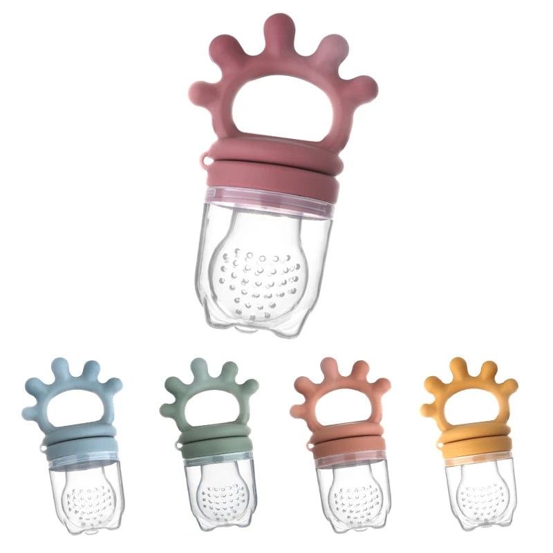 Baby Silicone Fruit Feeder with Cover Baby Mesh Bag Nipple Fresh Food Vegetable Supplement Soother Feeding Teething Pacifier Toy
