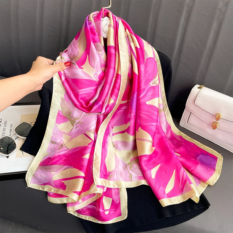 Elegant Silk Scarf for Women – Floral Hijab & Head Wrap