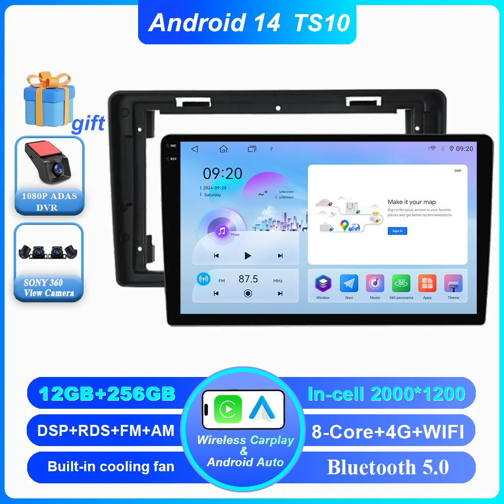 Car DVD Android 14 Radio Stereo For Citroen C2 C3 2001 2002 2003 -2010 Auto Multimedia Player 4G GPS Navigation Bluetooth WIFI