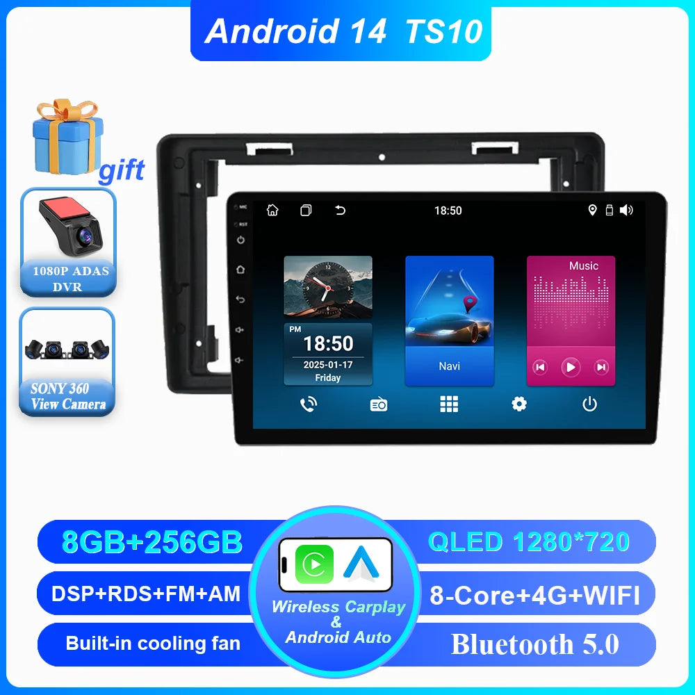 Car DVD Android 14 Radio Stereo For Citroen C2 C3 2001 2002 2003 -2010 Auto Multimedia Player 4G GPS Navigation Bluetooth WIFI