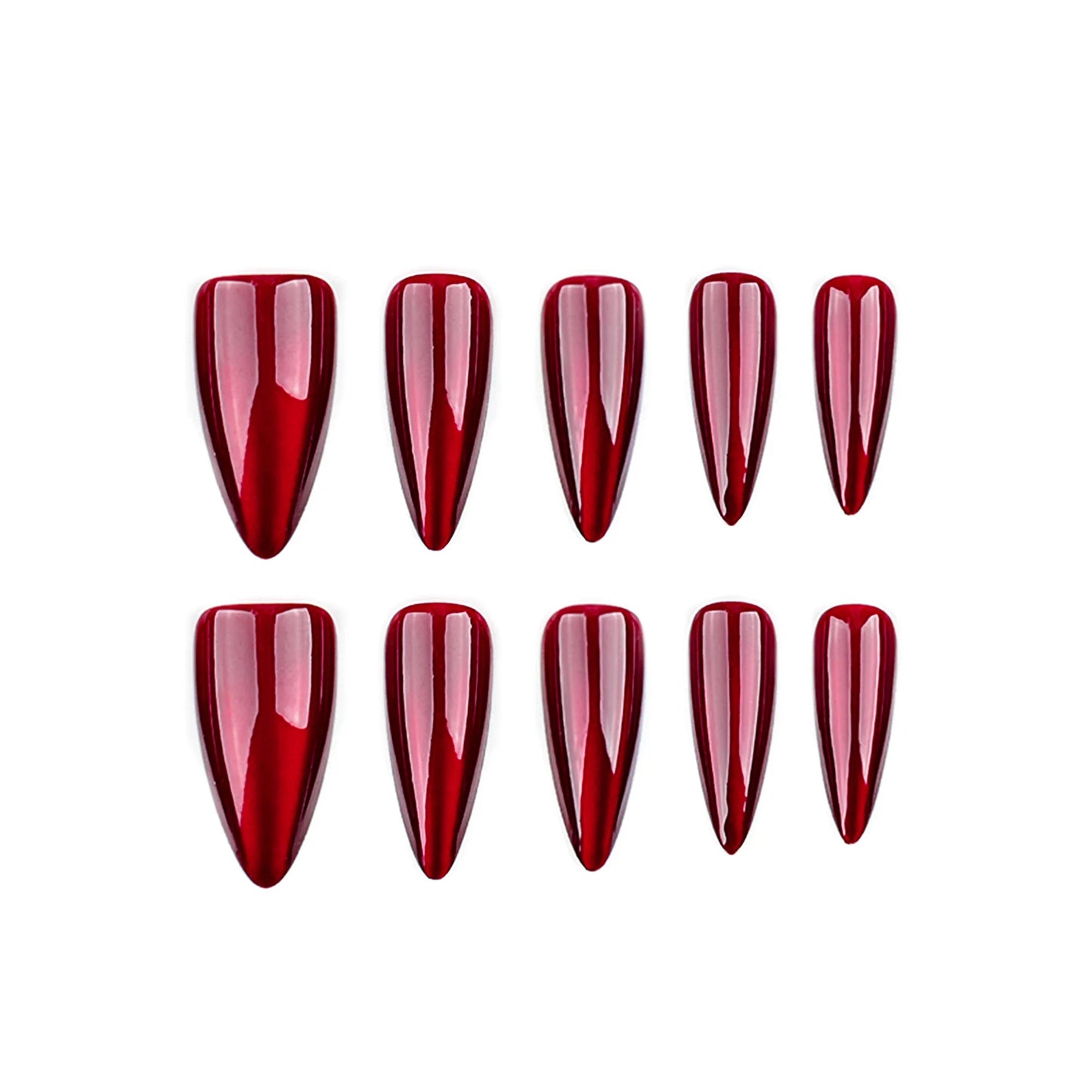 24pcs Long Almond False Nails Red Cat Eye French Ballerina Nails Press on Nails Halloween Fake Nails Detachable Nail Tips