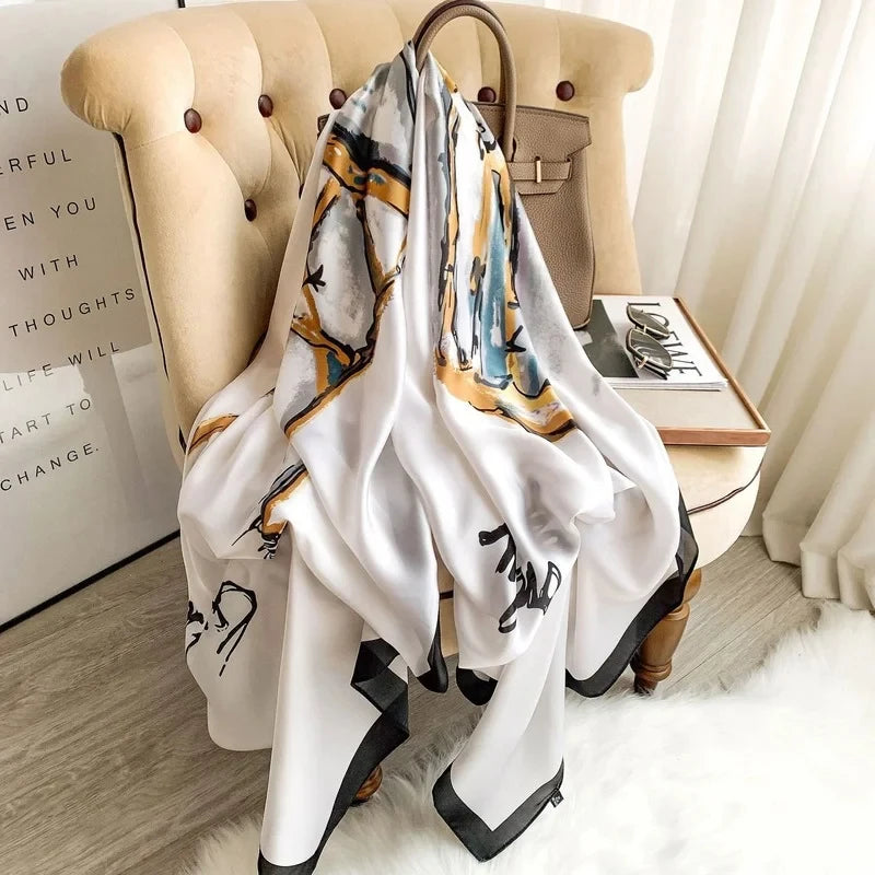 Elegant Silk Scarf for Women – Floral Hijab & Head Wrap