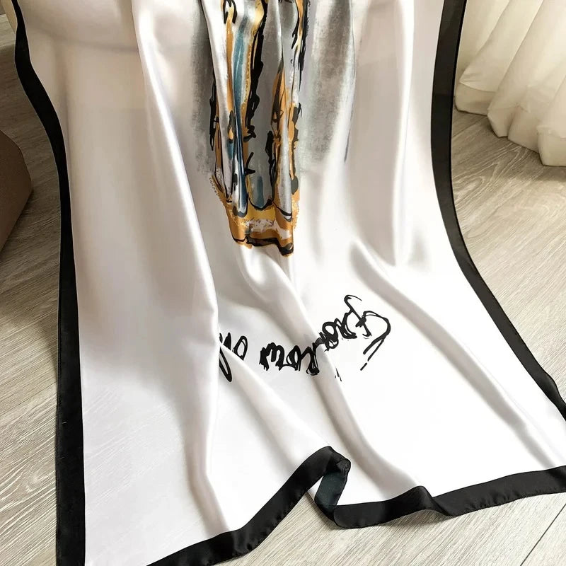 Elegant Silk Scarf for Women – Floral Hijab & Head Wrap