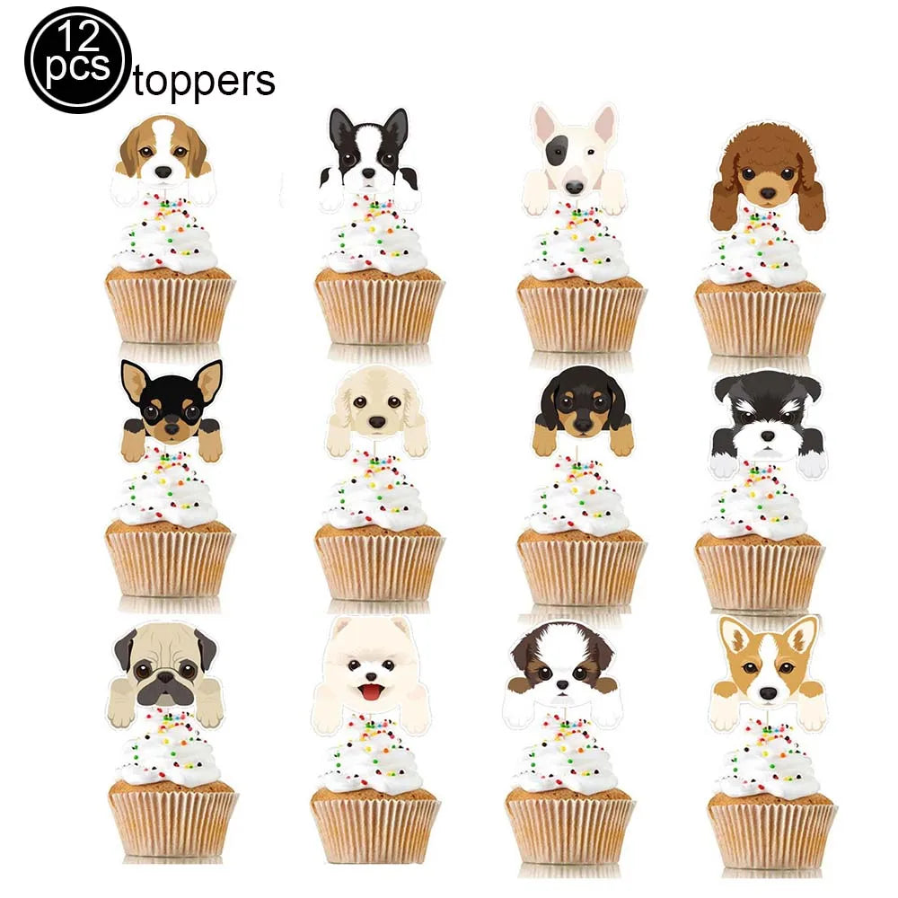 Cartoon Dog Birthday Party Decoration Disposable Dinnerware Cup Plate Napkin Kinves for Dogs Theme Party Supplies Baby Shower