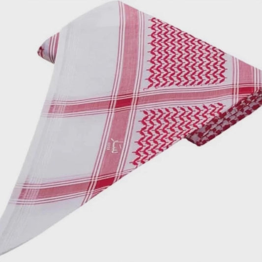 Luxury Saudi Shemagh for Men – Traditional Red & White Keffiyeh شماغ رجالي تقليدي – تصميم سعودي أنيق